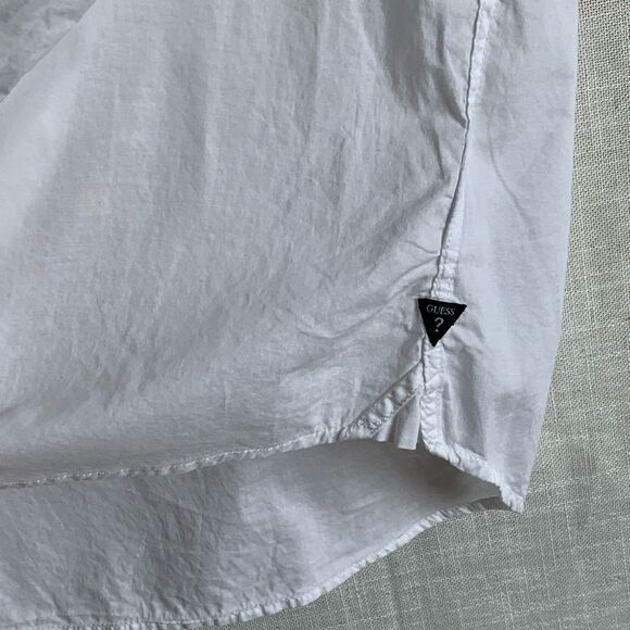 Abstract Button Up Shirt Mens Size L White Black Long Sleeve Y2K Retro GUESS - Picture 6 of 16